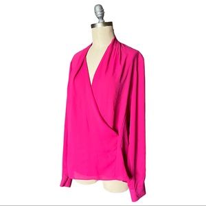 T Tahari Deep V Faux Wrap Erynne Blouse size S